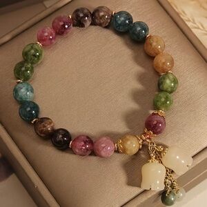 Multicolor Beaded Bracelet with Gold Accents